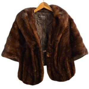 Vintage 50’s / 60’s N.L. Kaplan Brown Real Fur Shawl